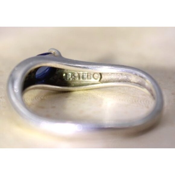 Sterling Silver Marquise Cut Sapphire Ring Size 5 Elegant Design Fine Jewelry - Picture 5 of 8